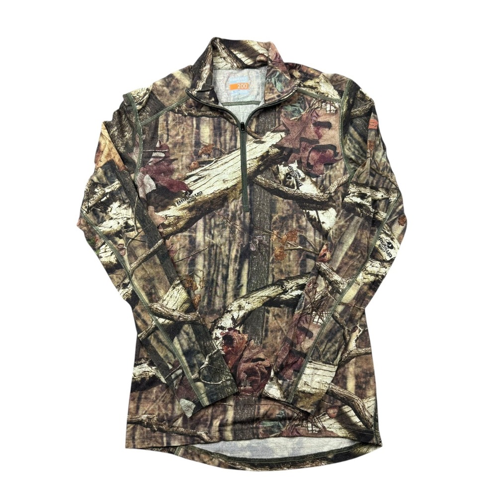 Icebreaker Merino Wool 200 1/4 Zip Pullover Men Small Mossy Oak Camo Hunting